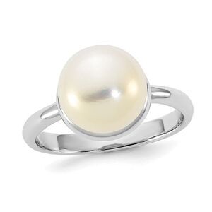 Freshwater Cultured 10-11mm Button Pearl Ring in Sterling Silver